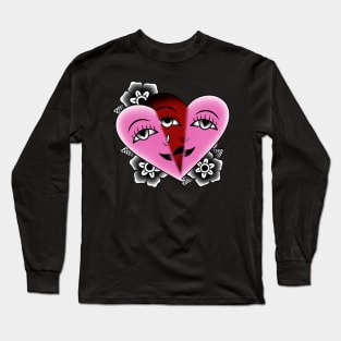 Traditional Tattoo Crying Heart Mask Long Sleeve T-Shirt